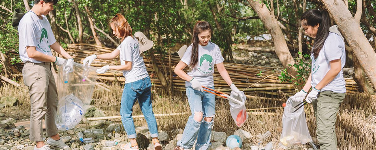 Group of asian diverse people volunteer teamwork ,environment co